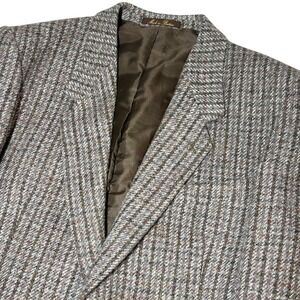 Dunn & Co Harris‎ Tweed Blazer Mens 46R Brown Grey Wool Made in Britain